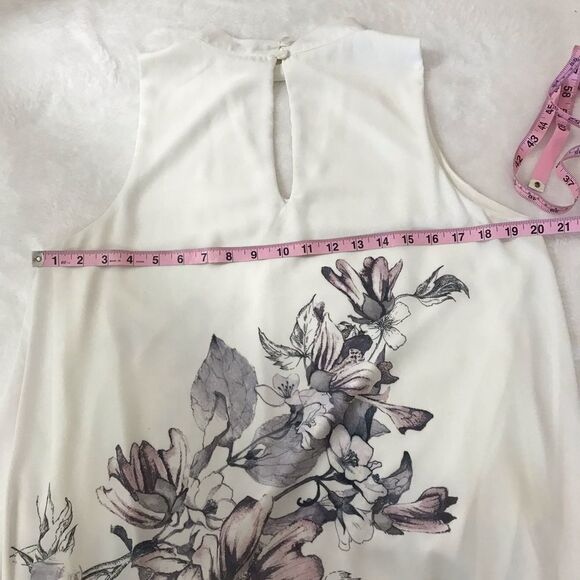 Jella C high-neck keyhole opening cream floral dress size L - Picture 6 of 8